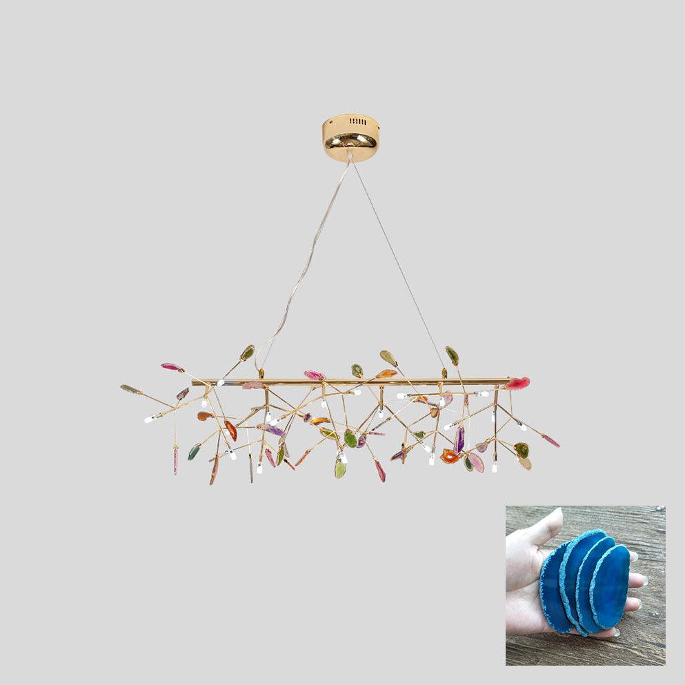 Agate Flake Chandelier | Natural Agate & Metal | Gold Finish