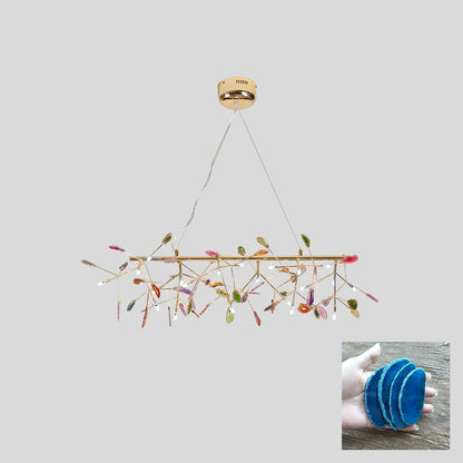 Agate Flake Chandelier | Natural Agate & Metal | Gold Finish