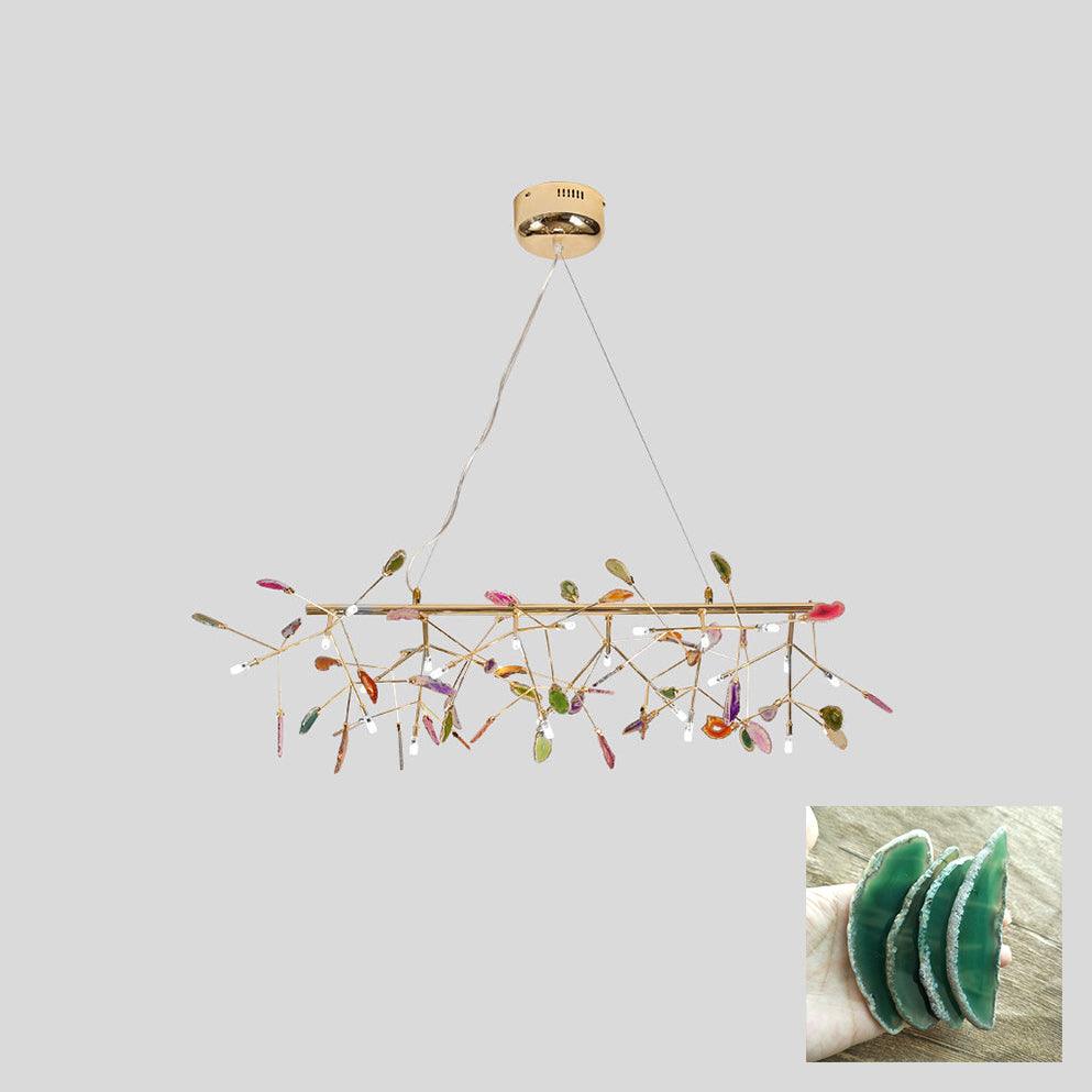 Agate Flake Chandelier | Natural Agate & Metal | Gold Finish