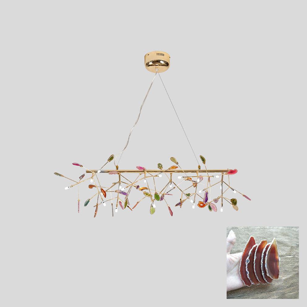 Agate Flake Chandelier | Natural Agate & Metal | Gold Finish