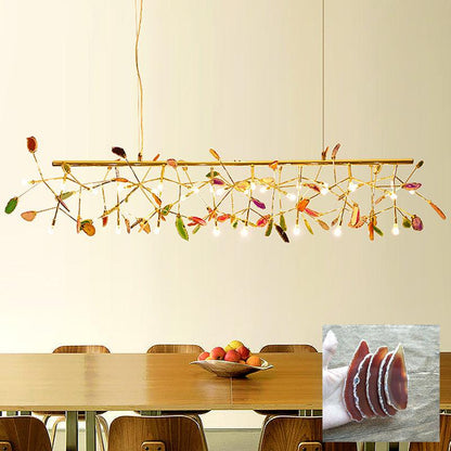 Agate Flake Chandelier | Natural Agate & Metal | Gold Finish