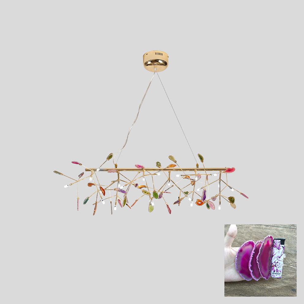 Agate Flake Chandelier | Natural Agate & Metal | Gold Finish