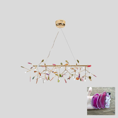 Agate Flake Chandelier | Natural Agate & Metal | Gold Finish
