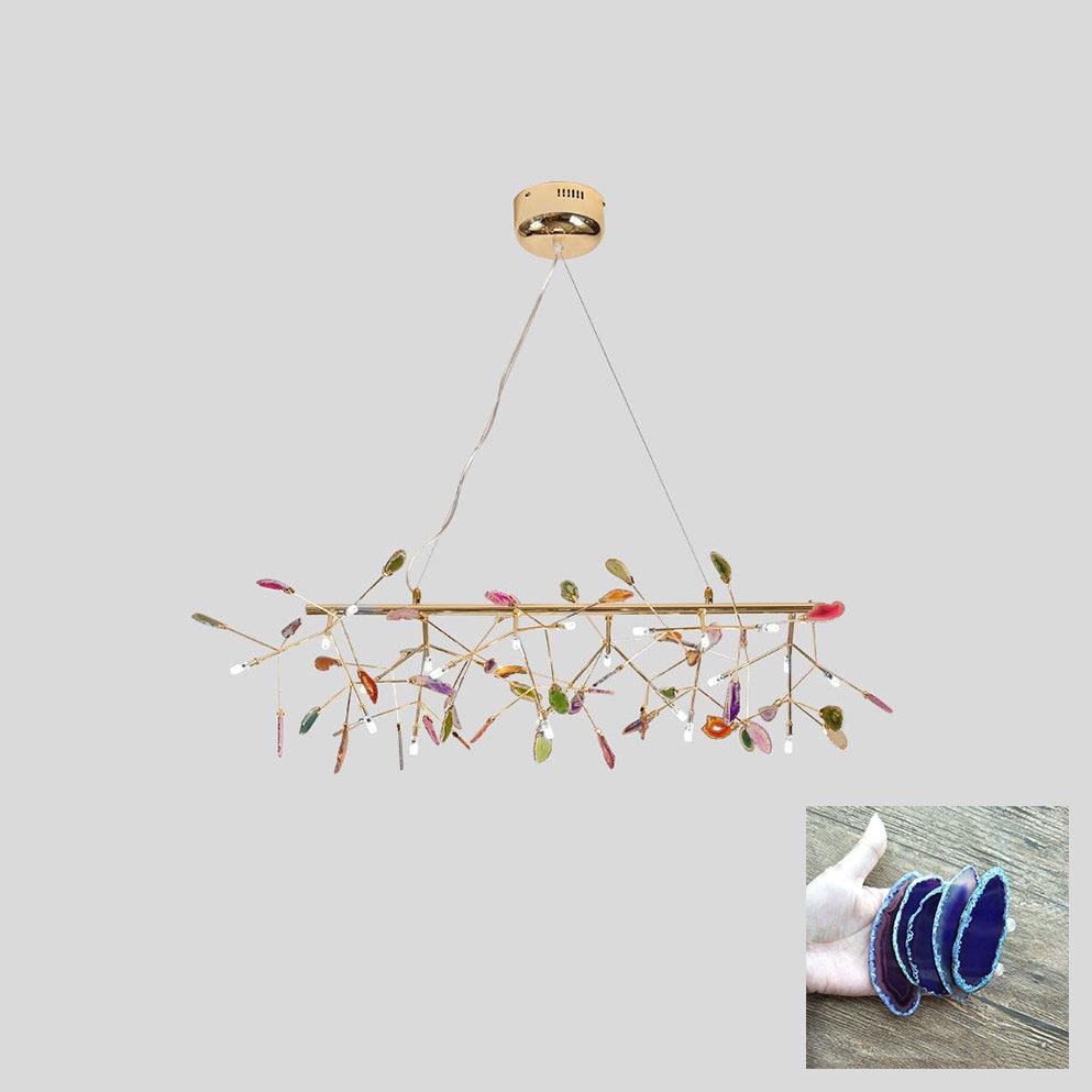 Agate Flake Chandelier | Natural Agate & Metal | Gold Finish