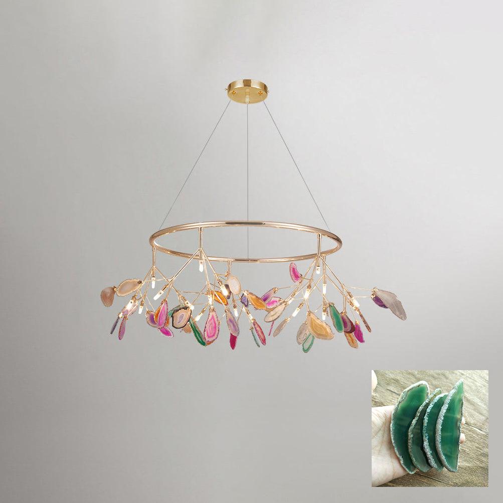 Agate Flake Chandelier | Natural Agate & Metal | Gold Finish