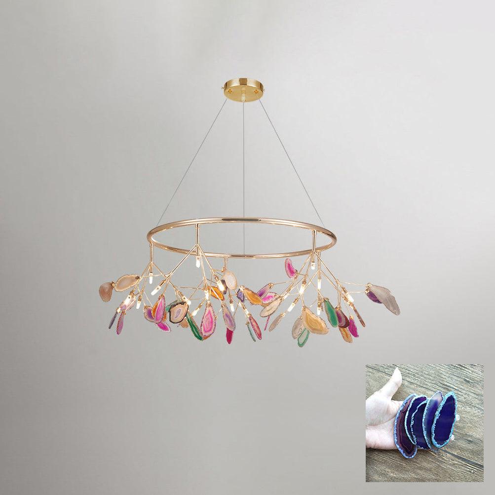 Agate Flake Chandelier | Natural Agate & Metal | Gold Finish