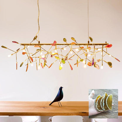 Agate Flake Chandelier | Natural Agate & Metal | Gold Finish