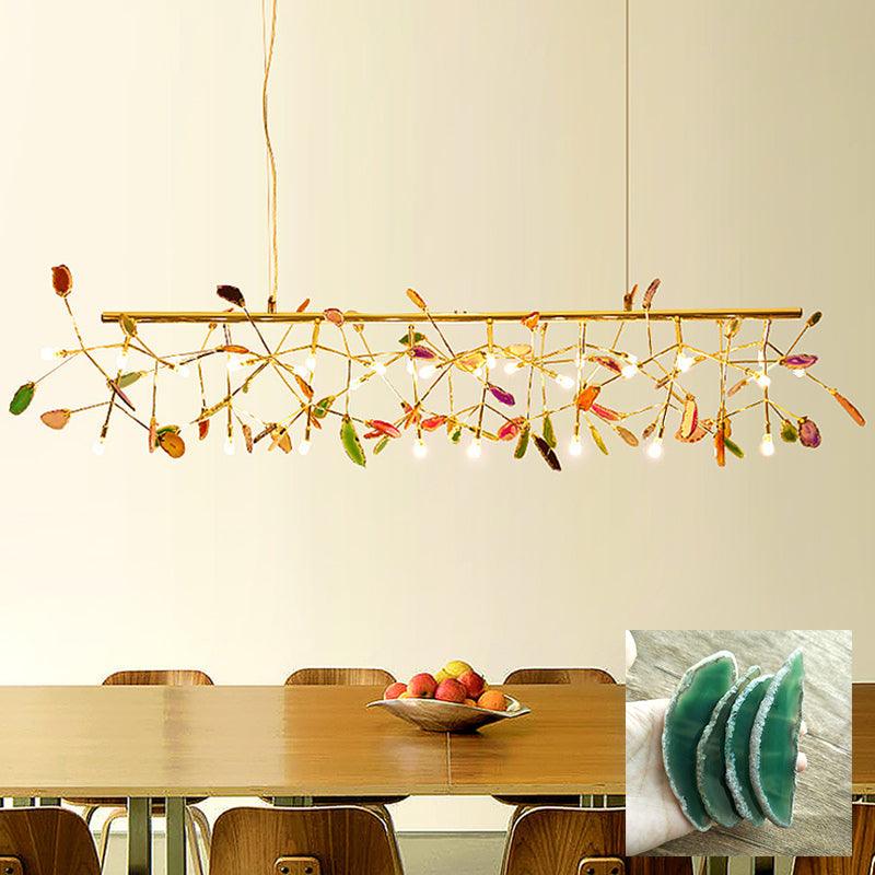 Agate Flake Chandelier | Natural Agate & Metal | Gold Finish