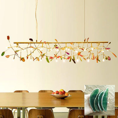 Agate Flake Chandelier | Natural Agate & Metal | Gold Finish