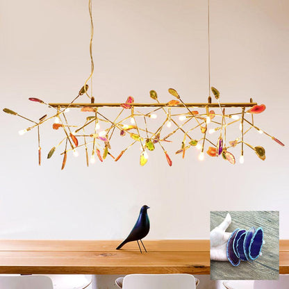 Agate Flake Chandelier | Natural Agate & Metal | Gold Finish