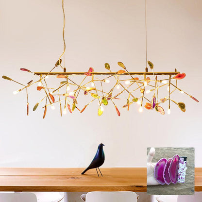 Agate Flake Chandelier | Natural Agate & Metal | Gold Finish