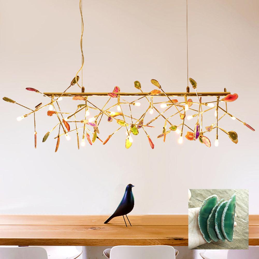 Agate Flake Chandelier | Natural Agate & Metal | Gold Finish