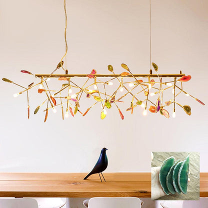 Agate Flake Chandelier | Natural Agate & Metal | Gold Finish
