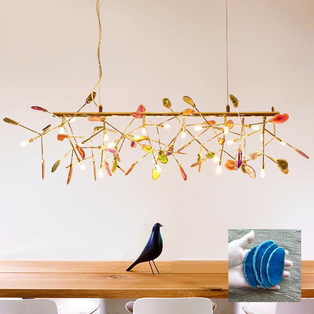 Agate Flake Chandelier | Natural Agate & Metal | Gold Finish