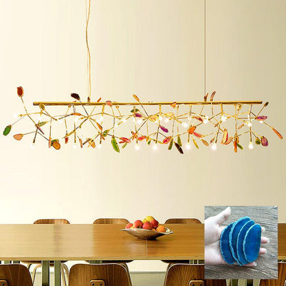 Agate Flake Chandelier | Natural Agate & Metal | Gold Finish