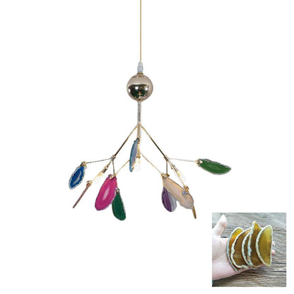Agate Flake Chandelier | Natural Agate & Metal | Gold Finish