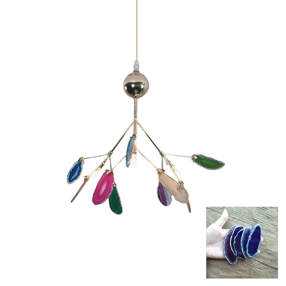 Agate Flake Chandelier | Natural Agate & Metal | Gold Finish