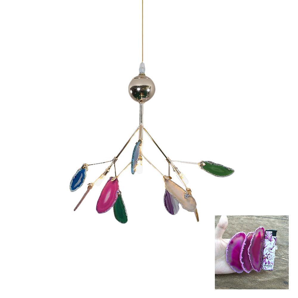 Agate Flake Chandelier | Natural Agate & Metal | Gold Finish