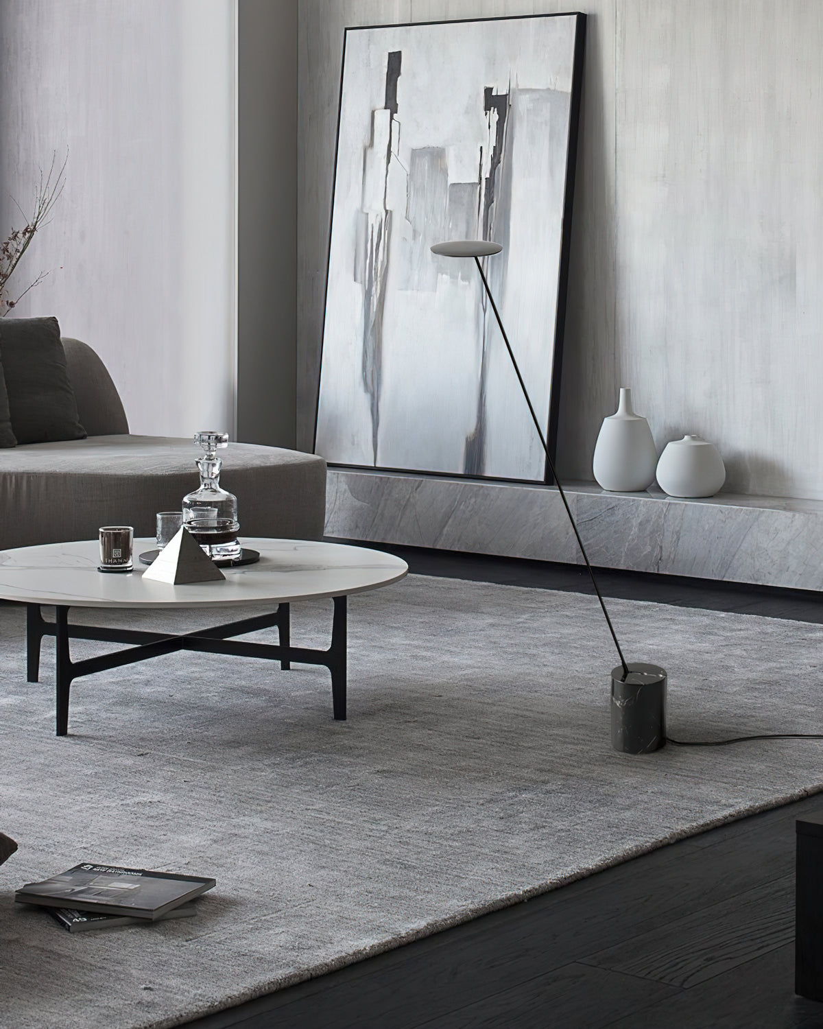 Agniya Floor Lamp | Premium Marble Base | Black & White