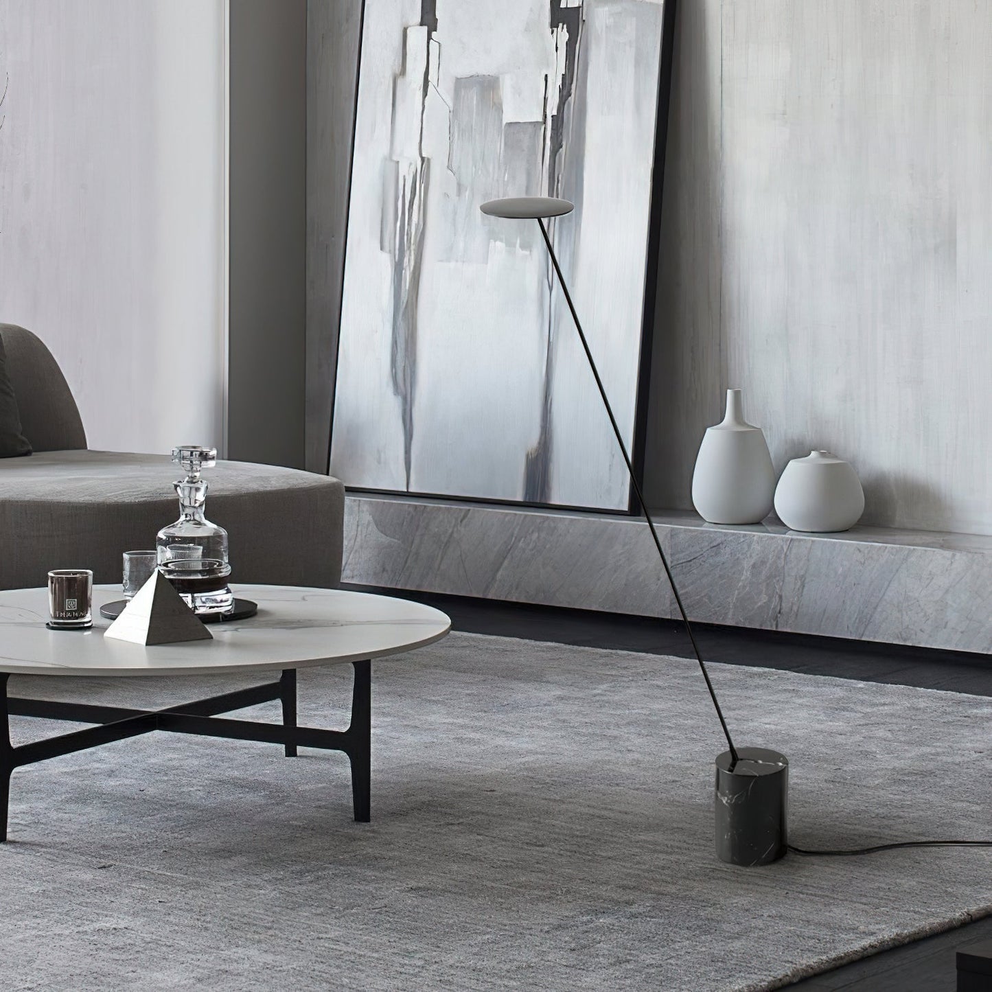 Agniya Floor Lamp | Premium Marble Base | Black & White