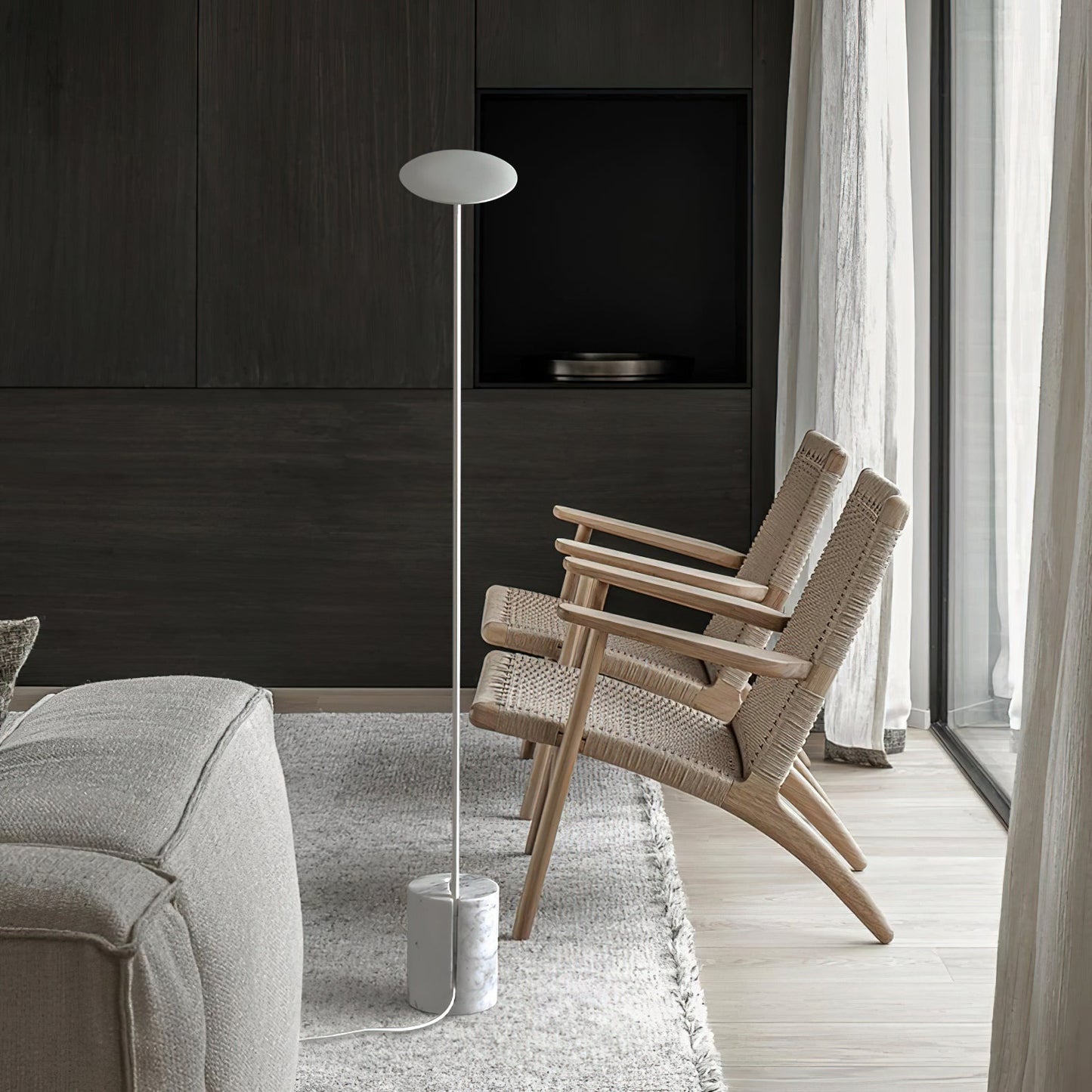 Agniya Floor Lamp | Premium Marble Base | Black & White