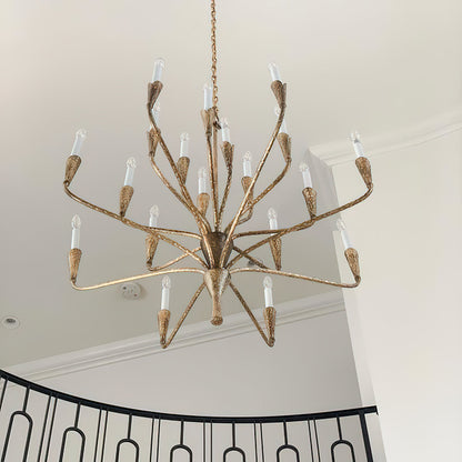 Aiden Chandelier | Antique Brass & Black Finish | 16 or 20 Lights