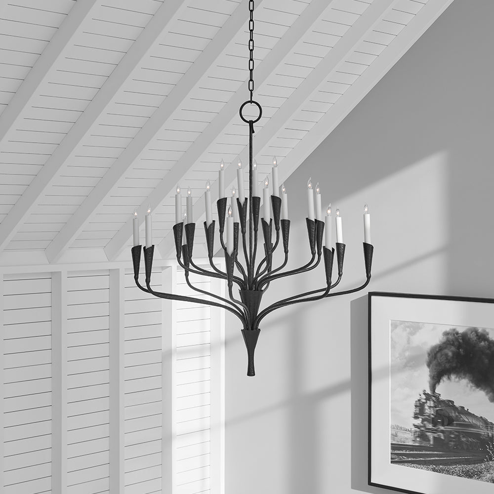 Aiden Chandelier | Antique Brass & Black Finish | 16 or 20 Lights