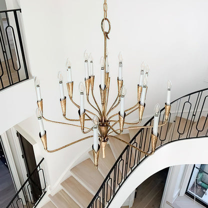 Aiden Chandelier | Antique Brass & Black Finish | 16 or 20 Lights