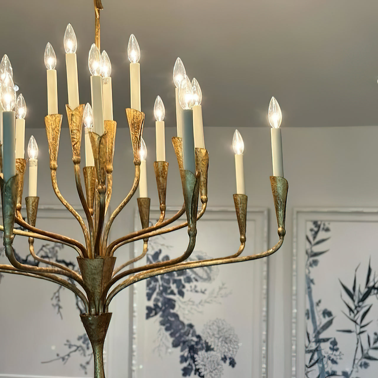 Aiden Chandelier | Antique Brass & Black Finish | 16 or 20 Lights