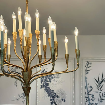 Aiden Chandelier | Antique Brass & Black Finish | 16 or 20 Lights
