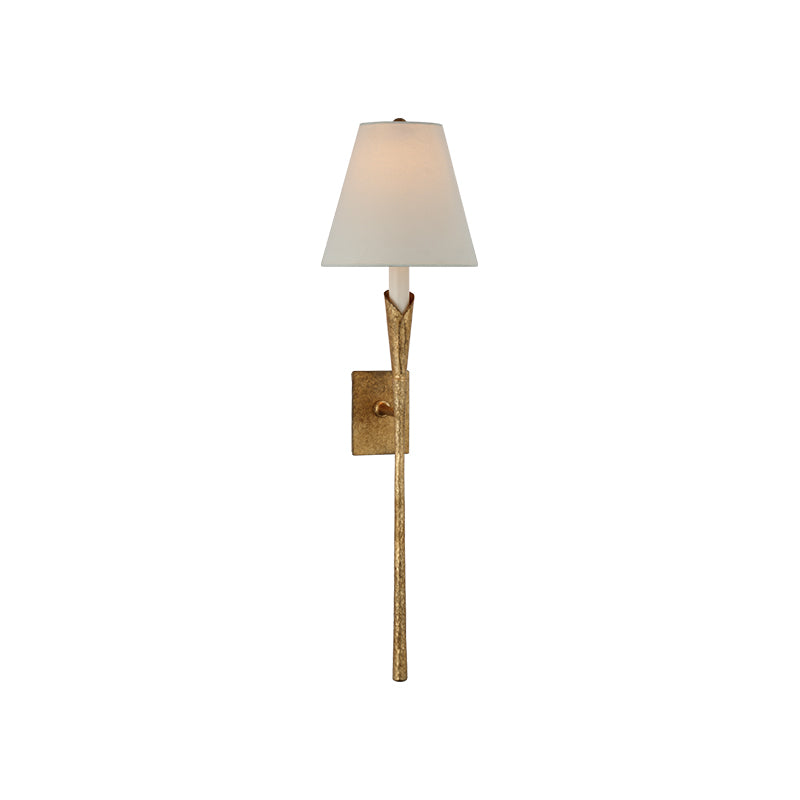 Aiden Wall Light | Hammered Brass | White Shade