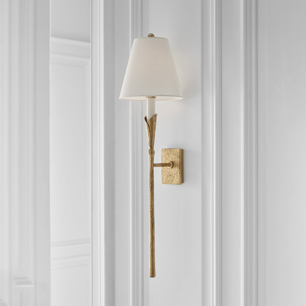 Aiden Wall Light | Hammered Brass | White Shade