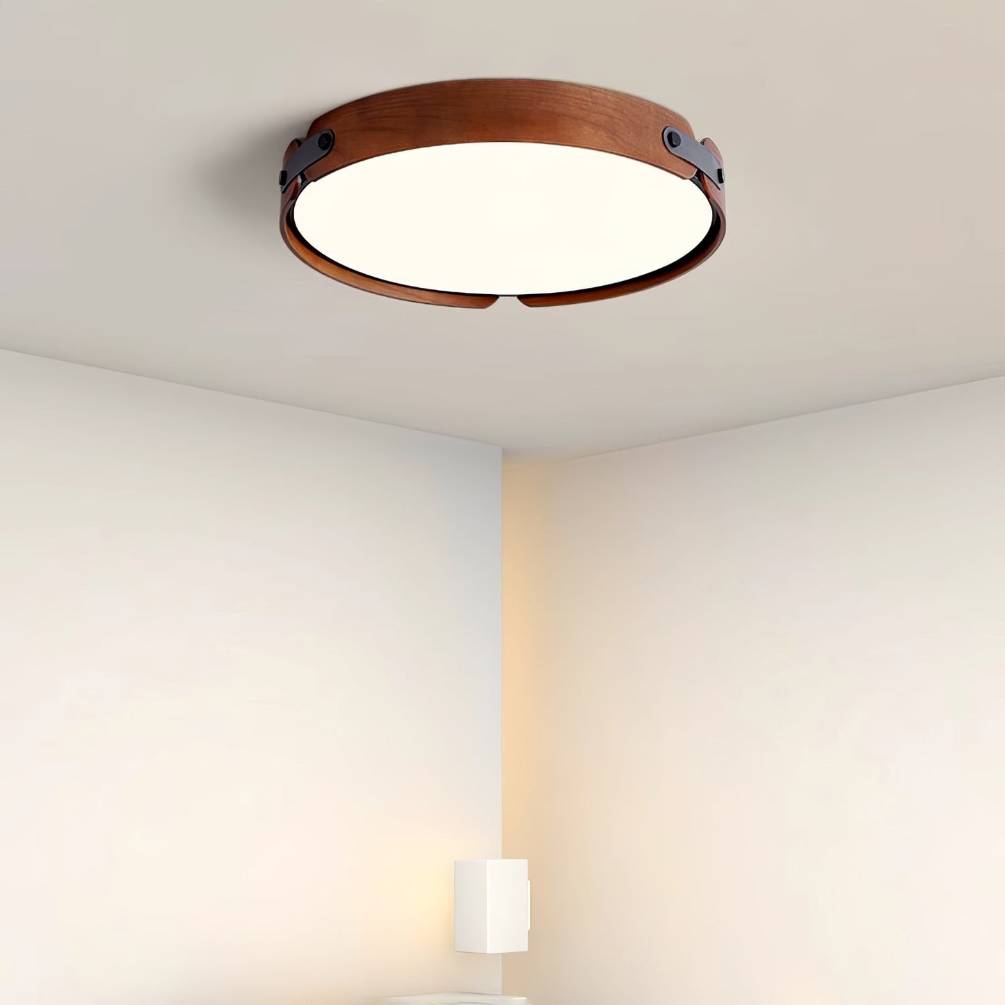Aiwen Wood Ceiling Light | Wood & Metal | Walnut Color