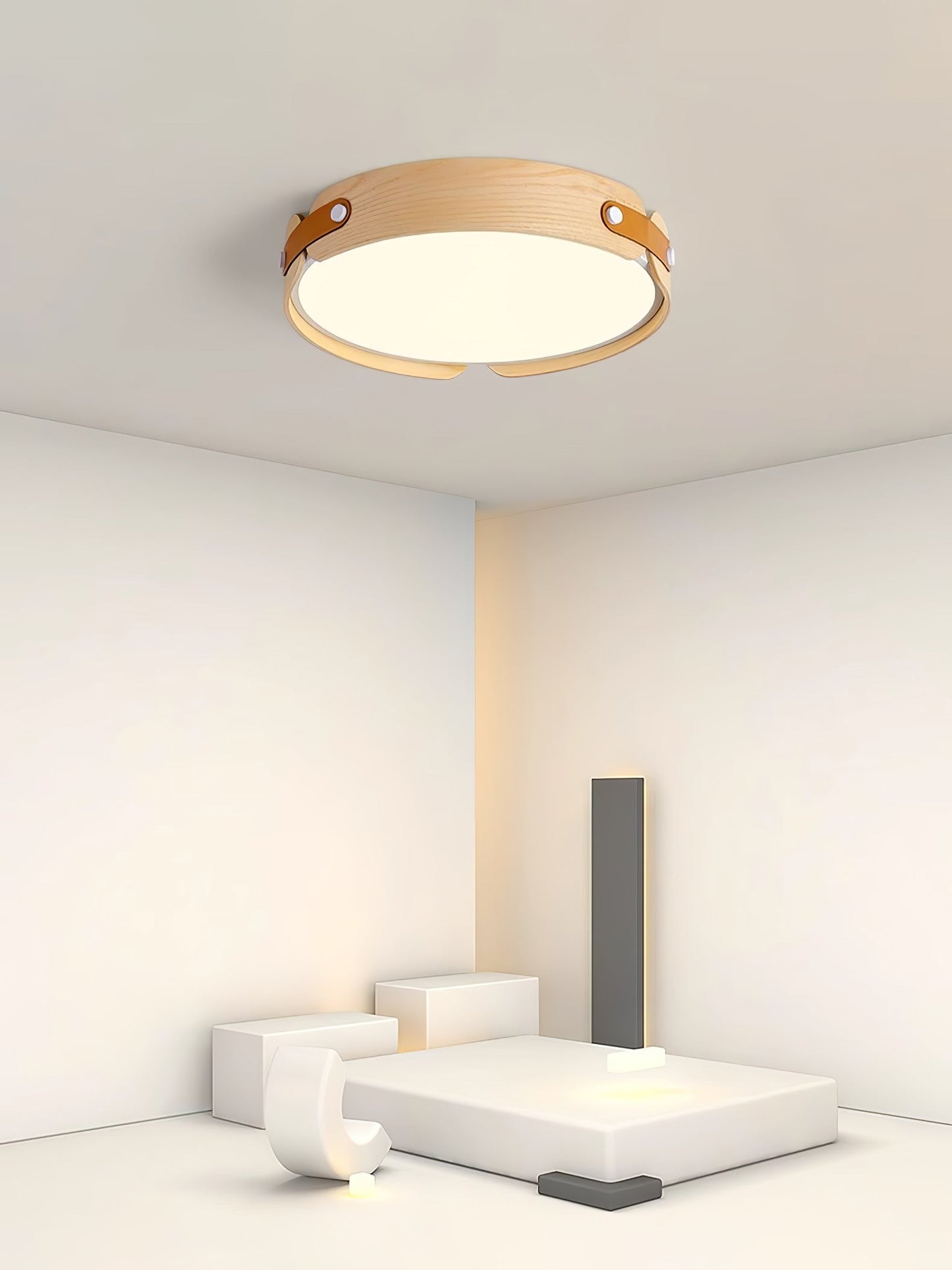 Aiwen Wood Ceiling Light | Wood & Metal | Walnut Color