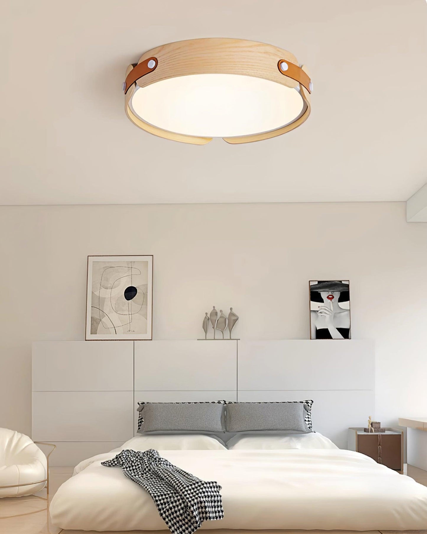 Aiwen Wood Ceiling Light | Wood & Metal | Walnut Color