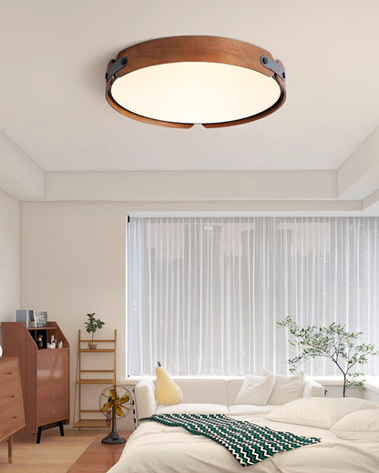 Aiwen Wood Ceiling Light | Wood & Metal | Walnut Color