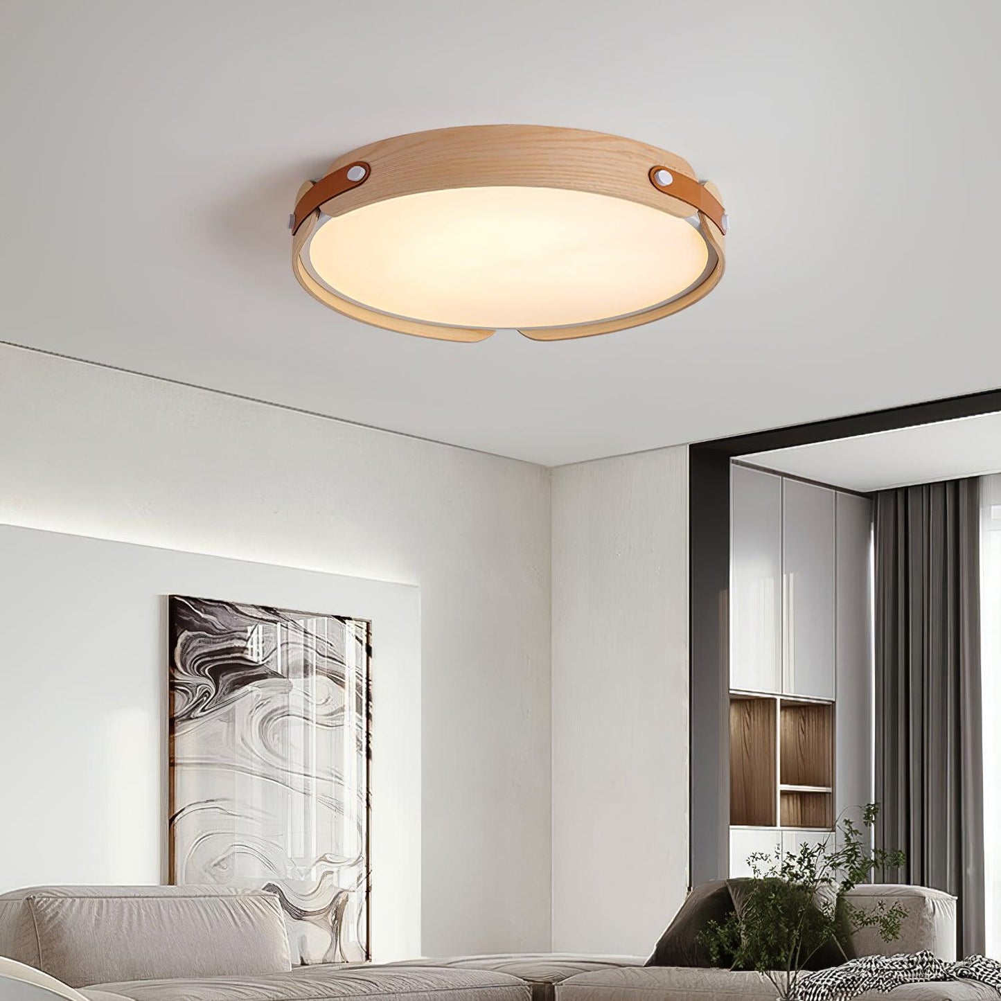 Aiwen Wood Ceiling Light | Wood & Metal | Walnut Color