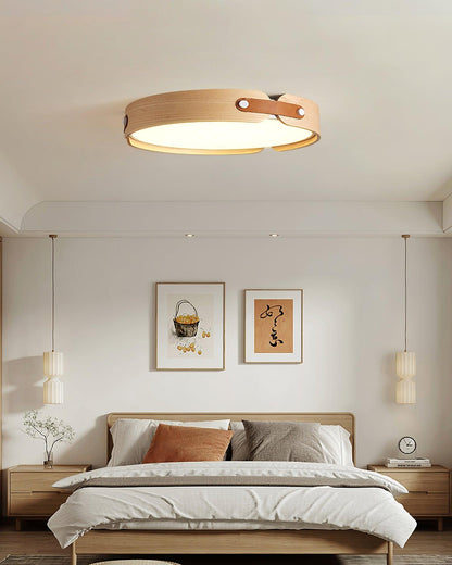 Aiwen Wood Ceiling Light | Wood & Metal | Walnut Color