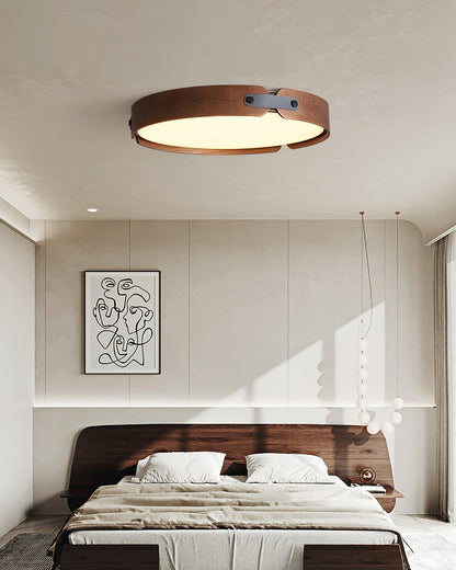 Aiwen Wood Ceiling Light | Wood & Metal | Walnut Color