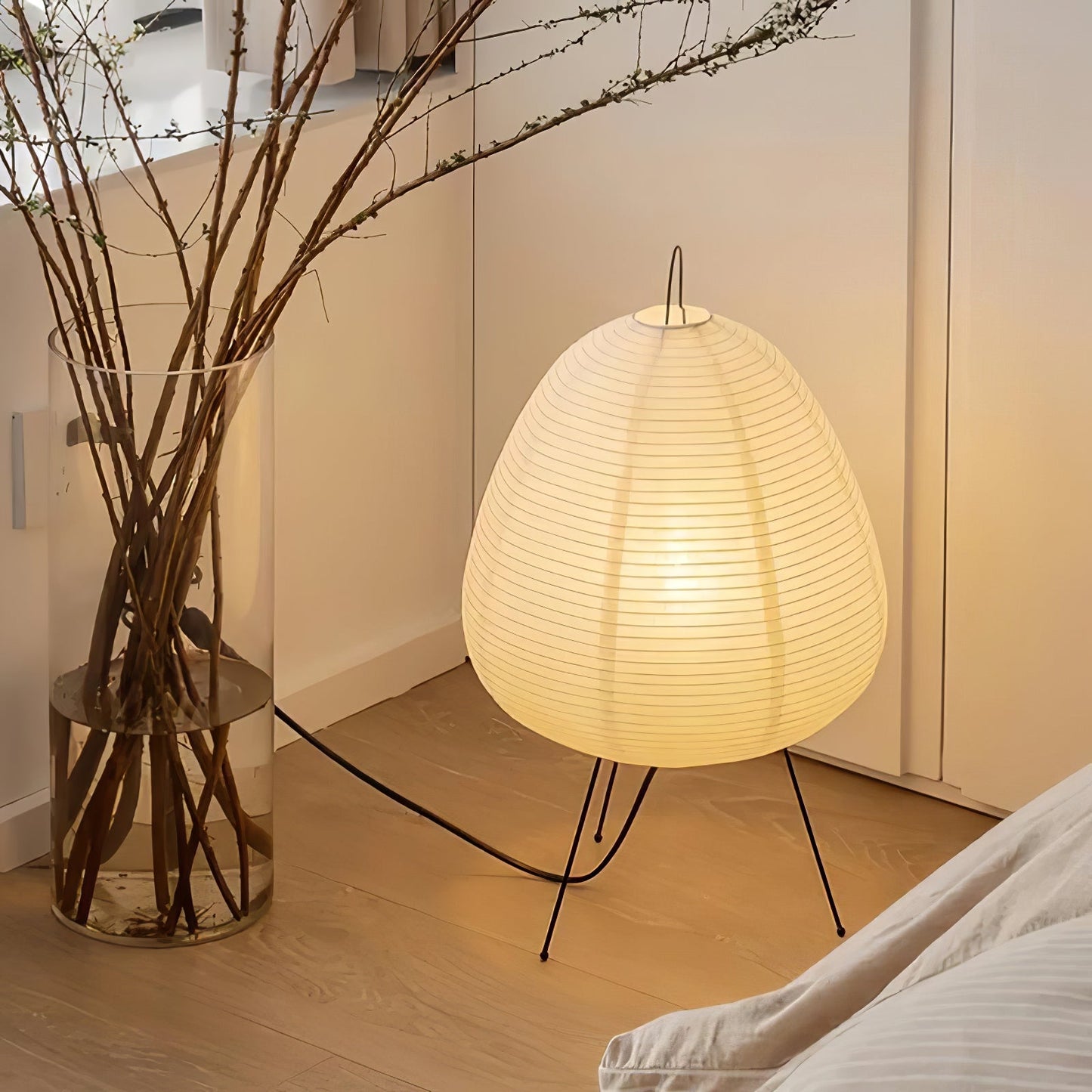 Akari Paper Table Lamp | Mulberry Rice Paper & Metal | 26cm, 30cm, 40cm Sizes