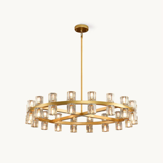 Crystal Chandelier | Brass & Clear Glass | 32, 40, or 48 Lights