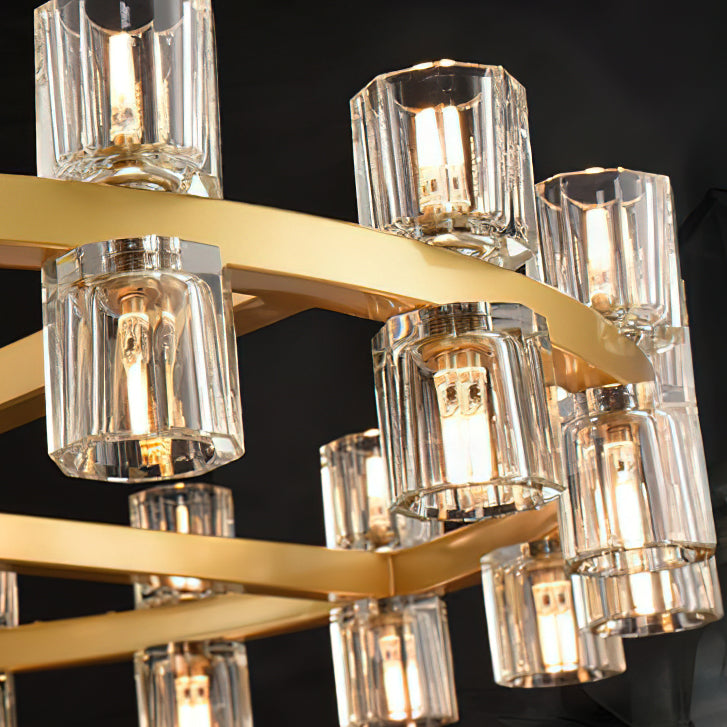 Crystal Chandelier | Brass & Clear Glass | 32, 40, or 48 Lights