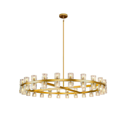 Crystal Chandelier | Brass & Clear Glass | 32, 40, or 48 Lights
