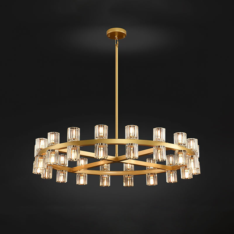 Crystal Chandelier | Brass & Clear Glass | 32, 40, or 48 Lights
