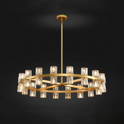 Crystal Chandelier | Brass & Clear Glass | 32, 40, or 48 Lights