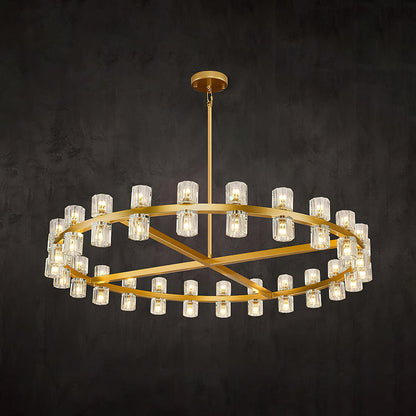 Crystal Chandelier | Brass & Clear Glass | 32, 40, or 48 Lights