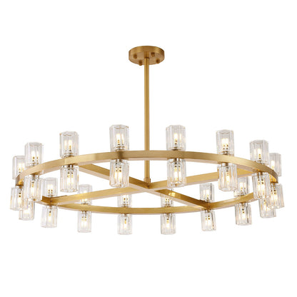 Crystal Chandelier | Brass & Clear Glass | 32, 40, or 48 Lights
