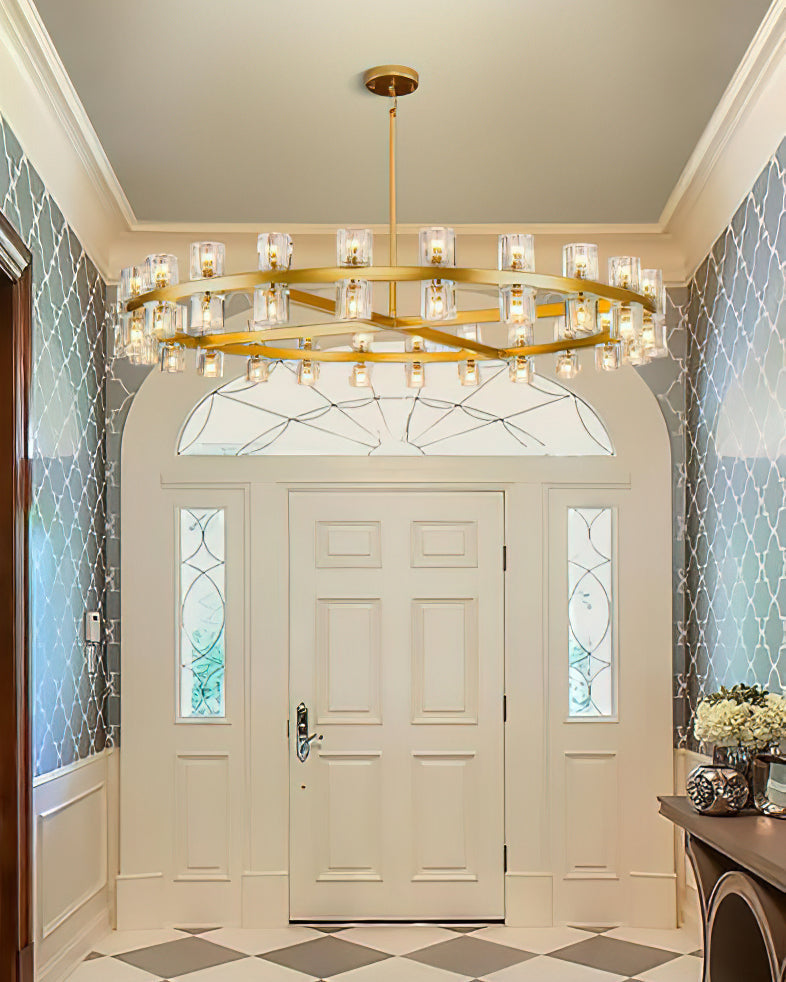 Crystal Chandelier | Brass & Clear Glass | 32, 40, or 48 Lights