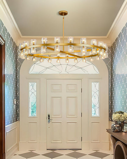 Crystal Chandelier | Brass & Clear Glass | 32, 40, or 48 Lights