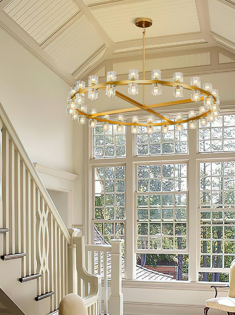 Crystal Chandelier | Brass & Clear Glass | 32, 40, or 48 Lights
